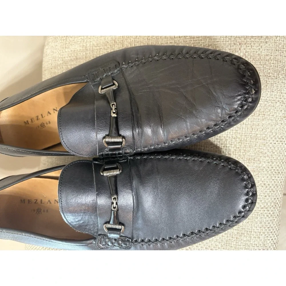 Mezlan Shoes Men 12M Ghedini Genuine Calfskin‎ Loafer Slip-On Shoes Black